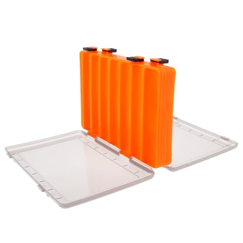 Double Sided 14 Compartments Fishing Tackle Boxes Fishing Lure Box Organizer, Fishing Bait Tackle Storage Case, Container Box for Jewelry Beads Earring Hook (Orange) - color: Orange