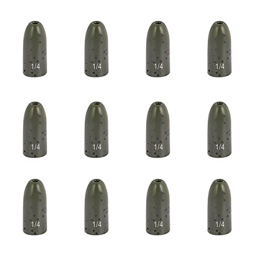 12 Pack Tungsten Bullet Fishing Weights, Insert Free Worm Sinkers, 1/8 3/16 1/4 3/8 1/2 oz - color: No Chip Black, size: 1 oz - 5pcs