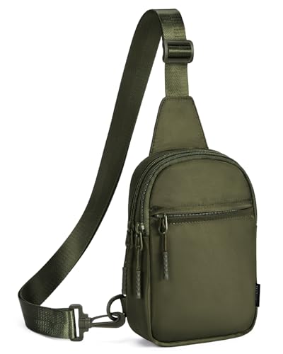 CHOLISS Small Sling Bag for Women and Men, Crossbody Bags Trendy Fanny Packs Chest Bag with Extended Strap - color: D03 Green - Upgrade