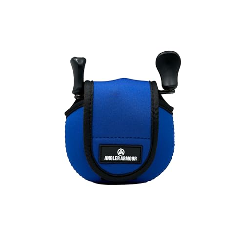 Angler Armour Baitcast Reel Cover | Baitcaster Sleeve | Fishing Reel Pouch | Low Profile Baitcasting Reel Protector | Neoprene Reel Case | 50 100 200 Series Baitcast Covers - color: Marine Blue