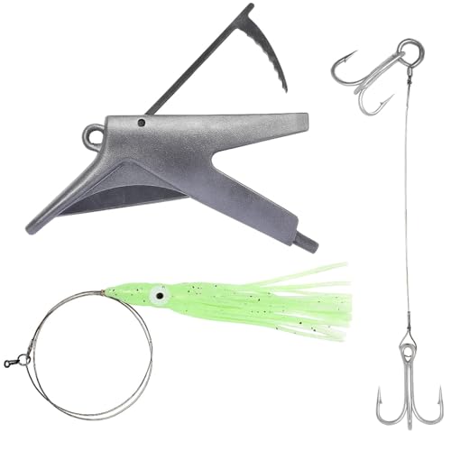 Dead Bait Trolling Lure – Premium Fishing Rig for Kayaks, Boats & Jet Skis – Realistic Swimming Action – Ideal for Pelagic Species - color: Green Lumo Skirt, size: Medium
