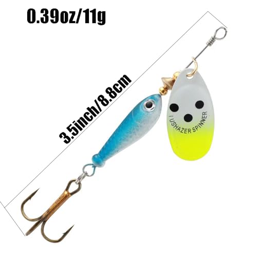 4Pcs Fishing Lure Spinner Baits, Spinner Bait Bionic Hard Baits,Metal Rotating Sequin Fishing baits for Bass, Trout, Walleye, Northern Pike and Salmon