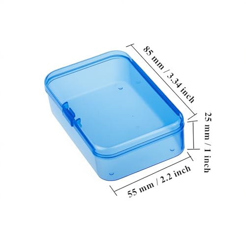 12 Pieces Mini Rectangular Plastic Storage Boxes, Blue, 3.3x2.2x1 inch | Empty Containers, Hinged Lids, For Small Items, Craft Projects - color: Blue, size: 3.3 x 2.2 x 1 in