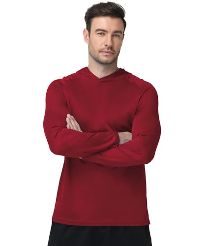 ZITY 5 Pack Men's Sun Protection Long Sleeve Hoodie Shirts UPF 50+ Fishing Shirts Lightweight Athletic Rash Guard Sweatshirts - color: Darkgray/Darkblue/White/Red/Black, size: Medium