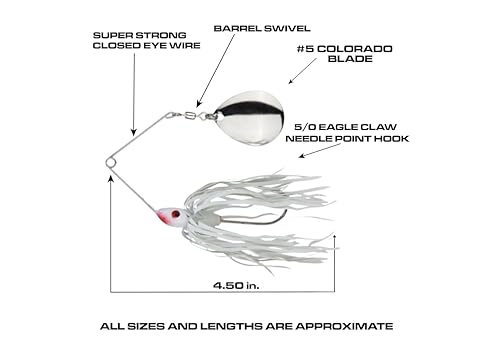 Luck E Strike Redman Spinner Bait by Jimmy Houston, 3/8 Ounce Colorado Spinnerbait - color: White