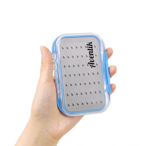 Aventik Waterproof Clear Fly Box Double Sides Floating Lightweight Fly Fishing Case Large Capacity Grip Foam Nymph Wet Dry Flies Lure Box(H18 Blue, SIZE B:6.08X4X1.6inch) - color: Blue, size: SIZE B:6.08X4X1.6inch