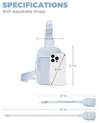 CHOLISS Small Sling Bag for Women and Men, Crossbody Bags Trendy Fanny Packs Chest Bag with Extended Strap - color: A04 Light Grey-blue