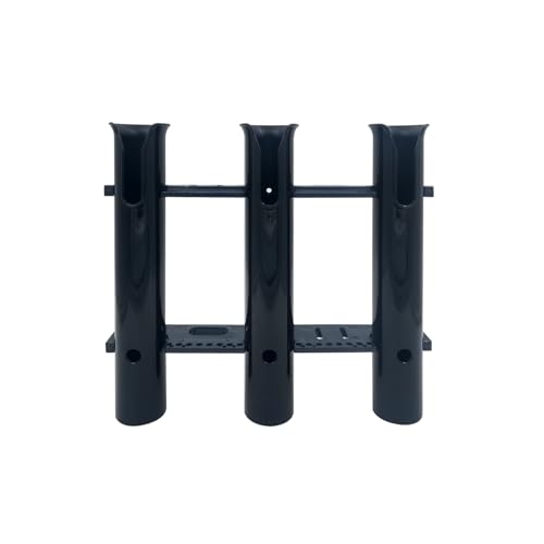 Fishing Rod Holder Bracket 3 Tube，Black Wall Mounted Boat Side Mount Tool Holder Tube Links with Screws