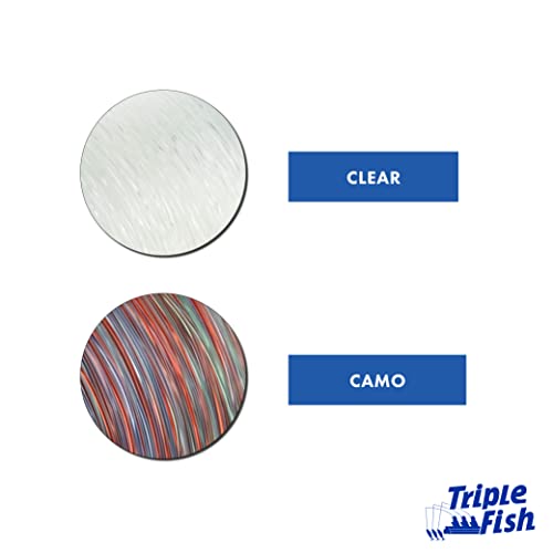 Triple Fish Monofilament Fishing Leader - Clear, Camo Strong Tough Leader Material for Big Game Fishing, Up to 400lb Test - color: Camo, style: 100 Lb Test, 1.00 Mm Dia, 50 Yd