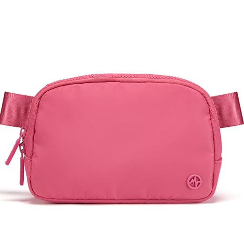 Pander Two Way Zipper Fanny Pack Nylon Everywhere Belt Bag for Women, Water Repellent Waist Packs, Crossbody Bags with Adjustable Strap (Hot Pink). - color: Hot Pink