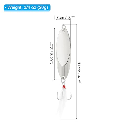 PATIKIL Fishing Spoons Fishing Lures Casting Spoon Treble Hooks Jigs Hard Metal Spinner Baits for Freshwater Saltwater - style: 3/4oz