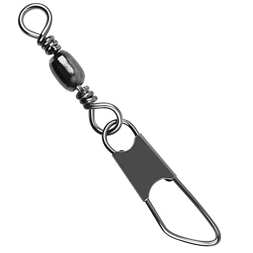 Fishing Barrel Swivels Snaps, 100pcs Snap Swivels Fishing Tackle Leader Line Lure Connector Accessories High Strength Solid Rings for Saltwater Freshwater, Black/Gold - color: BLACK, size: #6-100pcs
