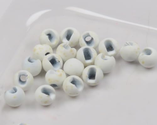 Hareline Fly Tying Mottled Tactical Slotted Tungsten Beads – Natural Finish Weighted Jig Beads, 20 Pack - color: White, size: 3/16 4.6mm