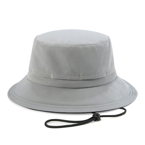 FEINION Men Women Breathable Sun Cap Portable Outdoor Bucket Hat - color: Grey