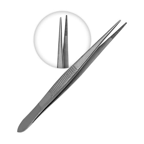 Fine Point - Micro Tweezers Forceps - Splinter Remover Pliers Stainless Steel Straight & Curved, Sets (6 pcs Set (3Str/3cud)) - size: 6 pcs Set (3Str/3cud)