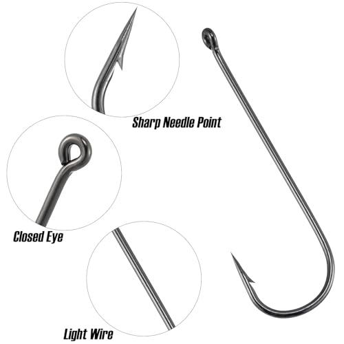 Dr.Fish 100 Pack Aberdeen Fishing Hooks Freshwater, Straight Shank Light Wire Worm Hooks for Bass/Crappie/Bream/Bluegill/Panfish - size: #6/0-100 Pack