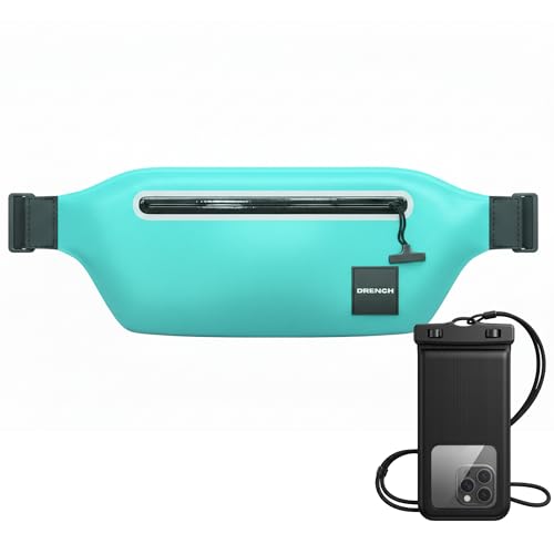 DRENCH 100% Waterproof Fanny Pack Teal – IPX8 Submersible Waterproof Phone Pouch Dry Bag Waist Pack for Kayaking, Snorkeling, Paddle Boarding, Surfing, Boating & Beach Travel Water Sports Gear - color: Teal