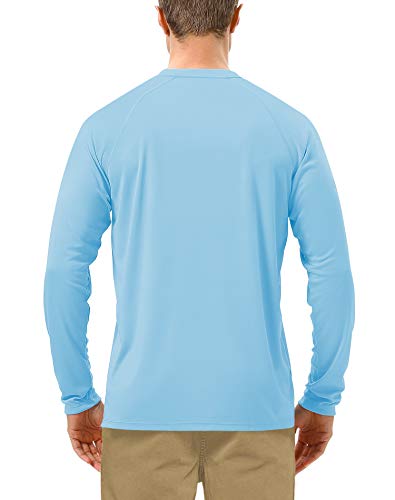 Roadbox Mens UPF 50+ UV Sun Protection Shirts Outdoor Long Sleeve SPF Rash Guard for Fishing Hiking Swimming Running - color: 1 Pack - Blue, size: Small