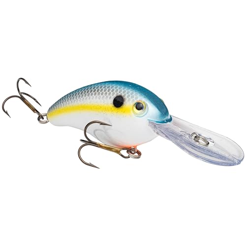 Strike King Pro Model 6XD Fishing Lure, Deep Diving Crankbait, Unique Curved Bill, Free-Floating Rattle Chambers, 1-Ounce, Dives to 19-Feet, Size 1 Treble Hooks - color: Sexy Shad, size: 9/16 oz