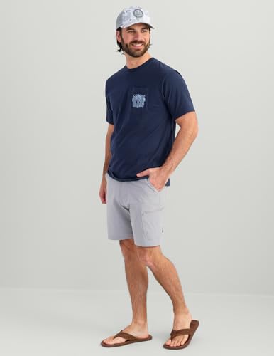 HUK Men's Pocket Tee, Comfortable Performance Fishing Short Sleeve T-Shirt with Chest Pocket - color: Permit Sun - Naval Academy, size: Large