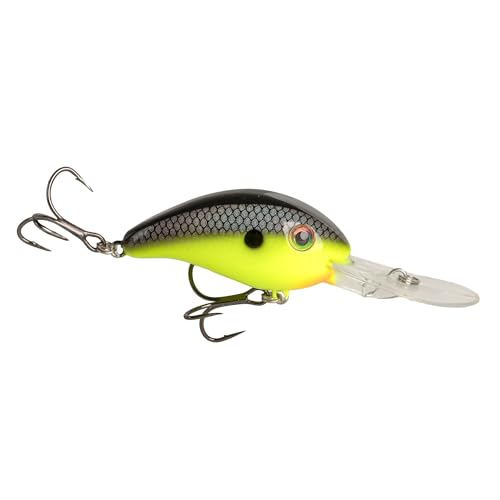 Strike King (HC3XDE-432) 3XD Elite Fishing Lure, Deep Diving Crankbait, 2-Inches, 7/16-Ounce, Dives to 10-Feet, Rattle Chambers, Size 4 Mustad Triple Grip Hooks, Chartreuse Baitfish