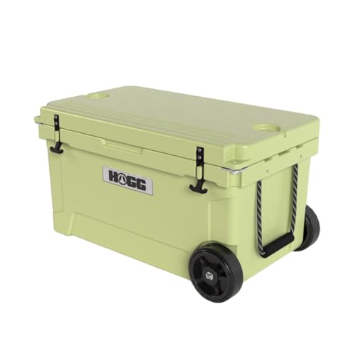 Hogg Rotomolded Coolers, Ice Chest with Wheels, Wheeled Cooler, Rotomolded Ice Chest, Dry Storage, Fishing and Camping Items, Birthday Gifts for Men - color: Willow Haze, size: 65qt