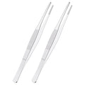 2 PCS 5 Inch Stainless Steel Tweezers, with Straight Round Blunt Serrated Tip, 3/64 Inch Thickness Stainless Steel, Multipurpose Daily Garden Home Lab Craft Repairing Tool - size: 5"L(3/64"T)