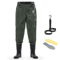 Calamus WaveWalker Waist Waders for Men, 100% Waterproof RipShield Fabric, Slip-Resistant Boots, Moisture-Wicking Insoles - color: Military Green, size: 7
