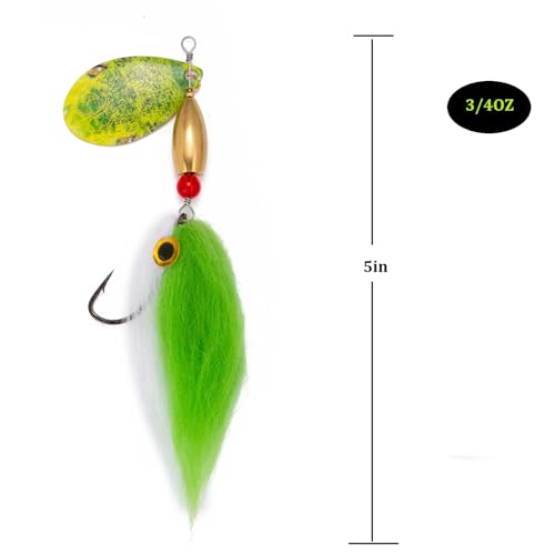 Pike Musky Walleye Fishing Lure Spinnerbait with Feathered Hooks Rooster Tail Fishing Lures Spoon Lures Baits with Tackle Box - color: Style B-Blue