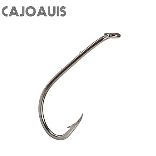 Baitholder Fishing Hooks 100pcs/ Pack Barbed Shank Down Eye Fishing Offset Hooks(8#-6/0) - size: 3/0-100PCS