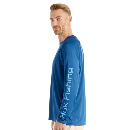 HUK Men's Pursuit Vented Long Sleeve Fishing Shirt (+30 UPF) - color: Set Sail, size: Small
