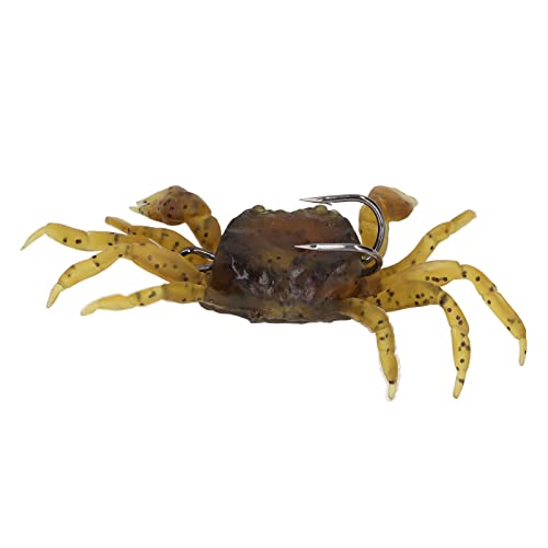 8PCS Artificial Crab Baits, Cranka Crab Lure with Sharp Hooks, Fishing Tackle Accessory Tool, Yellow Brown