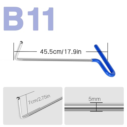LadyRosian 10PCS Paintless Dent Repair Kits Dent Repair Rods with Stainless Steel Tools for Car Dents Hail Damage Removal - color: B+C kit