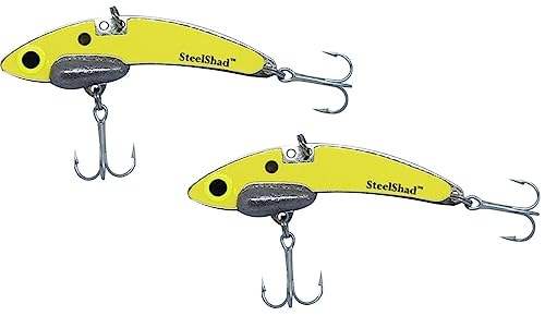 SteelShad - Mini Series (1/4 oz) - 2 Pack - Lipless Crankbait for Freshwater Fishing - Perfect for Ice Fishing, Pan Fishing, Crappie, Walleye and Bass - color: Yellow Shad