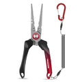 TRUSCEND Easy Use Lockable Fishing Pliers with Tungsten Carbide Cutter, Innovative Ergonomic Handy Handle, Saltwater Corrosion Resistant Teflon Coated Fishing Tool, Light Multi-Function Fishing Gear - color: C1-straight Nose-red