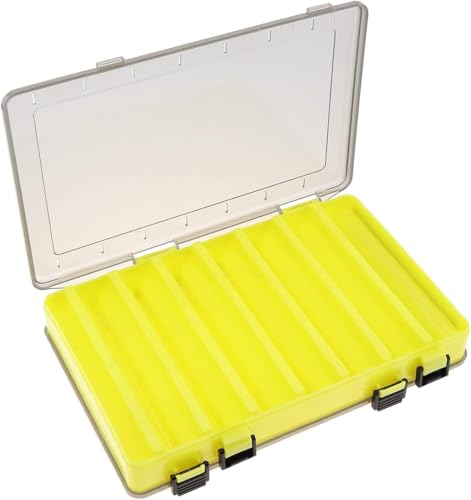 Double Sided 14 Compartments Fishing Tackle Boxes Fishing Lure Box Organizer, Fishing Bait Tackle Storage Case, Container Box for Jewelry Beads Earring Hook (Yellow) - color: Yellow