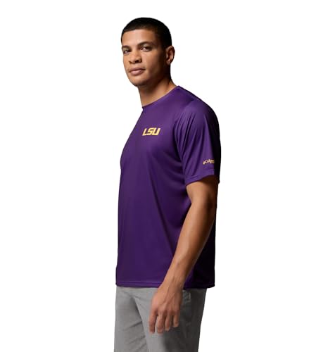 Columbia Men's Collegiate Terminal Tackle SS Shirt - color: Lsu - Vivid Purple Stateriot, size: X-Large
