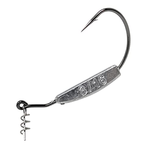 Reaction Tackle Weighted Swimbait Hooks - Weedless Belly Weighted Hooks with Twist Lock Bait Keeper for Soft Plastic Swimbaits - Bass Fishing Hooks (10-Pack) - size: 3/16oz 4/0
