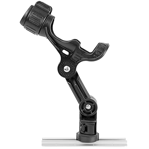 YakAttack Omega Pro Rod Holder | Track Mount Fishing Rod Holder for Kayak & Boat | Secure & Adjustable LockNLoad System | Compatible with Spinning, Casting, Fly Reels | Kayak Track Mount Accessories