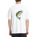 Riverruns Men's Fishing Shirt Short Sleeve UPF 50+ UV Sun Protection T-Shirt Rash Guard Swim Shirt #1024 - color: White/Jumping Bass, size: X-Large