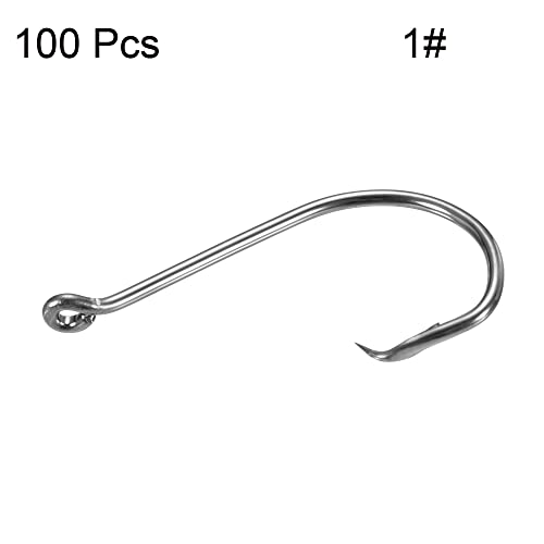 PATIKIL Fishing Circle Hooks Carbon Steel Offset Hook with Barbs for Freshwater Saltwater - size: 27mm/1.06"