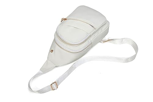 EVANCARY Small Sling Bag Crossbody Bags for Women Men, Sling Backpack Chest Daypack Cross Body Bag for Travel Outdoor - color: White Beige