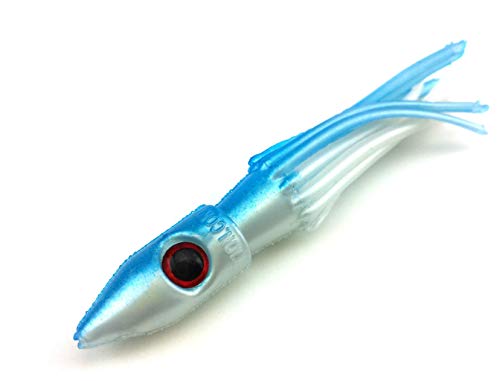 SquidNation Slammer Rubber Bullets Lures 10 Pack 3.50" for Sm & M Ballyhoo Tuna Lures by Squid Nation - color: Blue/White
