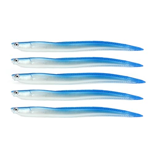 5pcs Soft Fishing Lures - Bionic EEL Artificial Baits for Bass Pike Trout Perch, Saltwater & Freshwater