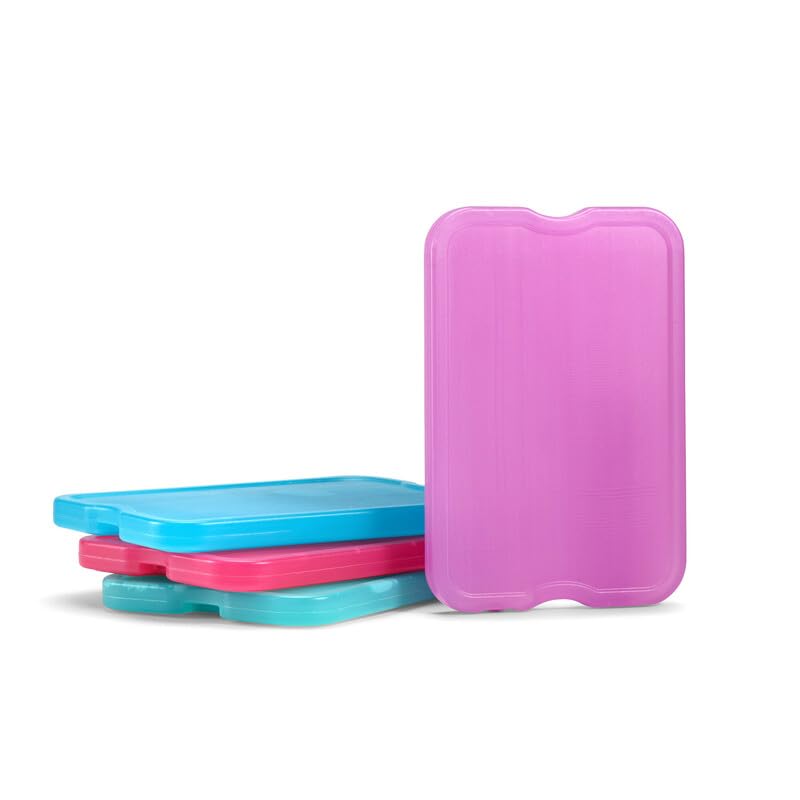 Cool Coolers by Fit & Fresh 4 Pack XL Slim Ice Packs, Quick Freeze Space Saving Reusable Ice Packs for Lunch Boxes or Coolers - color: Multi 8 PK