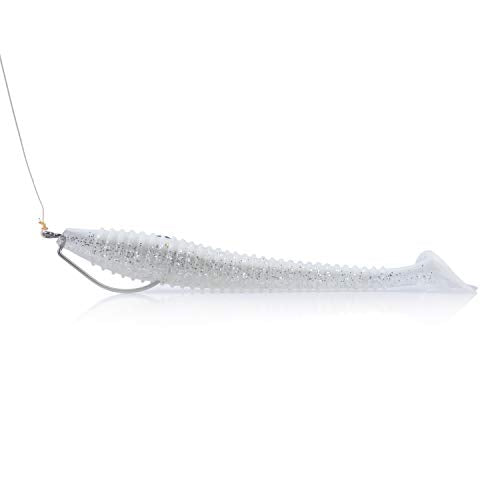 RUNCL Swimbaits Paddle 10/20/30/40PCS, 5/4/3/2 Inchs Paddle Tail, Soft Lure for Trout Crappie Bass, Durable Plastic Bait Swimmer for Saltwater/Freshwater, Fishing Lover's Gift - color: White Pearl, size: 5in, 10pcs