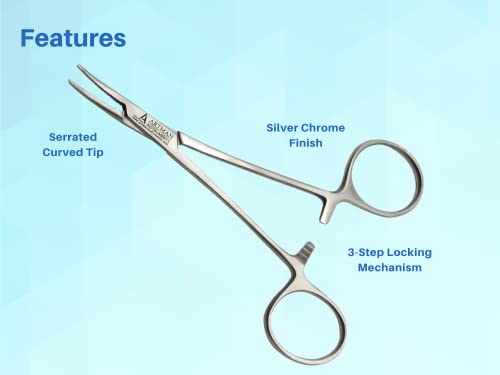 ARTMAN INSTRUMENTS Hemostat Curved 5 inches Stainless Steel Locking Tweezer Clamps, Precision Hemostats for Nurses, Fishing Forceps, Crafting, Hobby Use, Surgical Clamps, Artery Forceps
