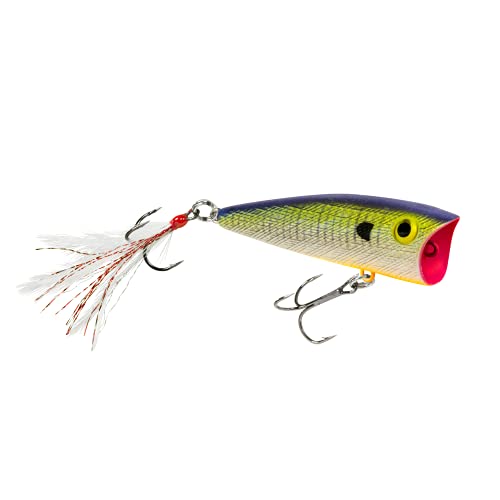 Rebel Pop-R Feathered Topwater Popper Fishing Lure - color: Blue Gill