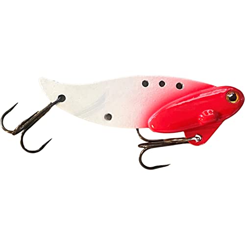 1 1/2oz - Blitz Blade - Blade Bait for Walleye, Lake Trout, COHO Salman, Pike, Musky Made in USA 100% Zinc Alloy - color: Red / White