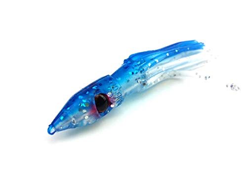 SquidNation Slammer Rubber Bullets Lures 10 Pack 3.50" for Sm & M Ballyhoo Tuna Lures by Squid Nation - color: Blue/Crystal